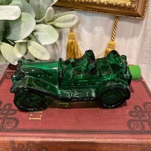 VINTAGE AVON Green Glass Car Bottle